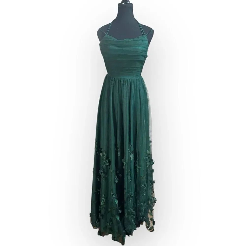 NWOT City Triangles Womens Dark Green Floral Maxi Dress Size XS Juniors